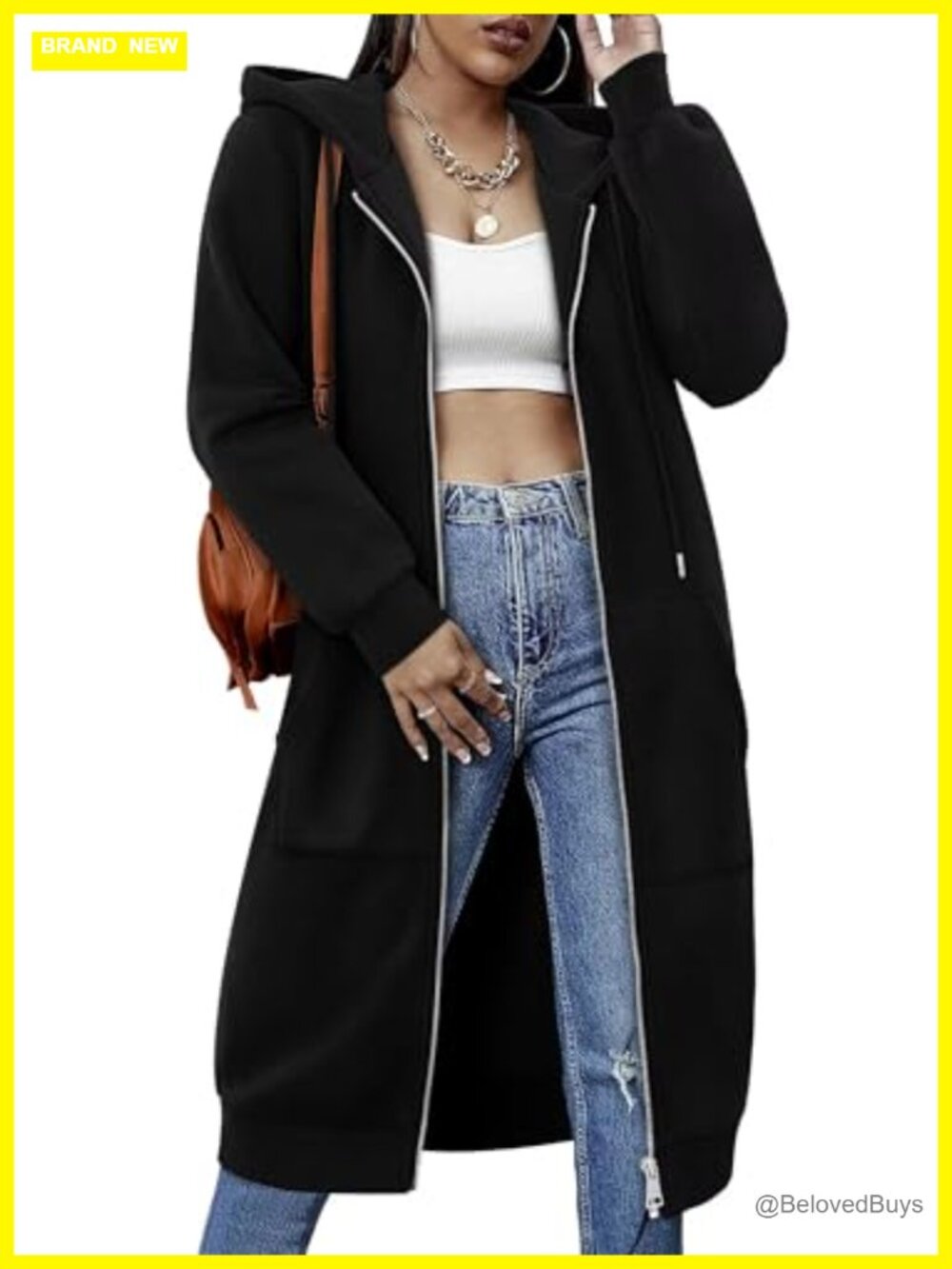 Women's Zip Up Fleece Hoodie Oversized Sweatshirt Jacket with Pockets